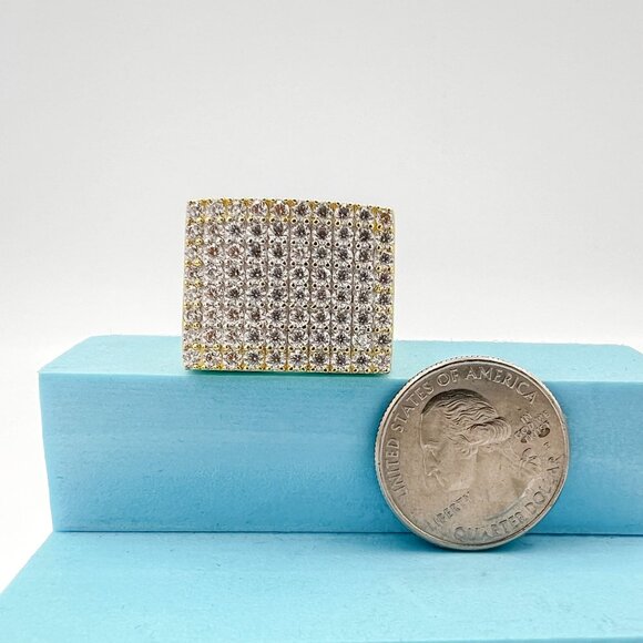 925 Sterling Sliver Moissanite Designer Rectangle Ring, 3.981ctw VVS Stones Hip - Picture 7 of 7